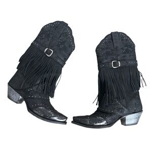 Dan Post Black Fringe Ankle Boots
